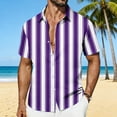 thumbnail image 1 of Aobny Shirt for Men Striped Hawaiian Button Down Tees Polos Big & Tall Collared Short Sleeve Mens Beach Shirts,Purple,XL, 1 of 7