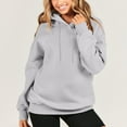 thumbnail image 1 of Aobny Shirts for Woman Gray Sweatshirt Solid Drawstring Long Sleeve Hooded Hoodie Ladies Tops Soft, 1 of 9