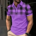 thumbnail image 1 of Aobny Short Sleeve Gym Tops Collared Button Up Oversized Purple T-Shirt Pullover Plaid Men Polos Men's T Shirts,XL, 1 of 5