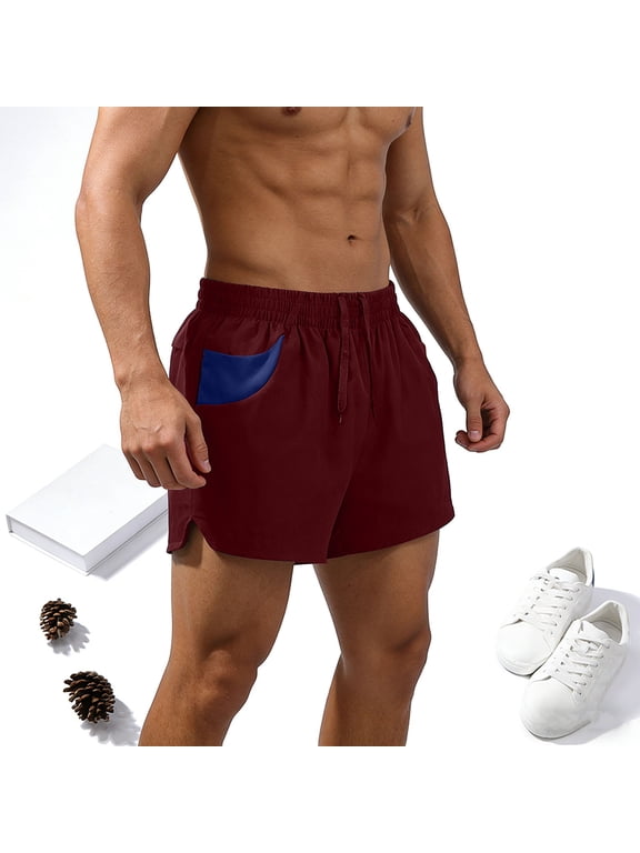 Shorts Board Gym Plus Size Bottom Baggy Casual Mid Rise Big & Tall Beach Shorts for Men,Red,XXL