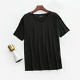 thumbnail image 1 of Aobny Silk Men Pajama Pants Black Plus Size Sleep Tops Short Sleeve Crew Neck Pajama Set,L, 1 of 5