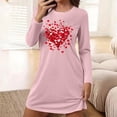 thumbnail image 1 of Aobny Sleep Shirt Valentine's Women Heart Short Night Shirts Long Sleeve Crew Neck Pink Christmas Pajamas Couple,L, 1 of 6