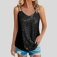 thumbnail image 1 of Aobny Sleeveless 2000s Clothing for Women Tank Tops V-Neck Sequin Black Blouses Tube Tops for Women 2025,XL, 1 of 9