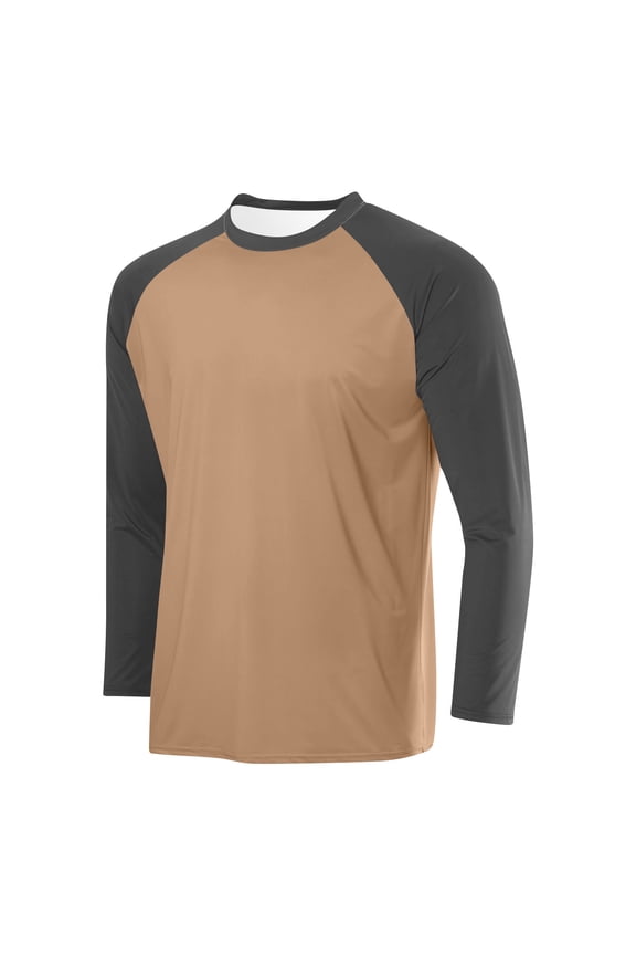 Slim Fit Mens Graphic T Shirts Crew Neck Brown Long Sleeve Workout Tee Raglan Plain Oversized Graphic Tees,S