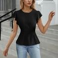 thumbnail image 1 of Aobny Slimming Woman Tops Black Peplum Cap Sleeve Crew Neck Short Sleeve Cute T-Shirts for Women, 1 of 5