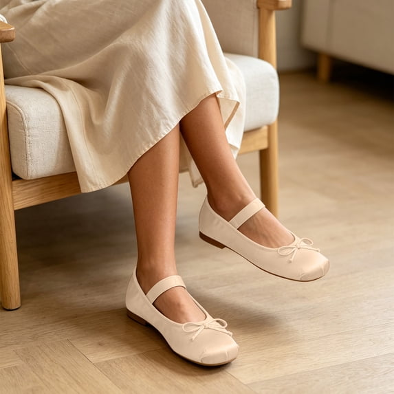 Aobny Slip On Shoes Woman Shoes Wedge Pumps Teacher Shoes Flat Shoes Shoe Beige Soft Toe Square Toe Comfortable Shoes for Women,Size 38