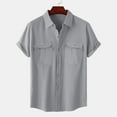 thumbnail image 1 of Aobny Solid Mens Tees Pocket Button Down Shirt Collared Polos Big & Tall Short Sleeve Tee,Gray,5XL, 1 of 7