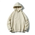 thumbnail image 1 of Aobny Solid T-Shirt Sweatshirt Pocket Mens Shirt Long Sleeve Big & Tall Hooded Shirts,Beige,L, 1 of 8