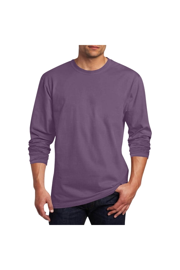 Solid T Shirts Oversized Cotton Mens Tshirt Crew Neck Long Sleeve Big & Tall Mens Work Shirts,Purple,5XL