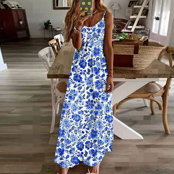 Aobny Spring Dresses for Women 2025 Elegant Flower Plus Sundress Midi Sleeveless Floral Dresses for Women