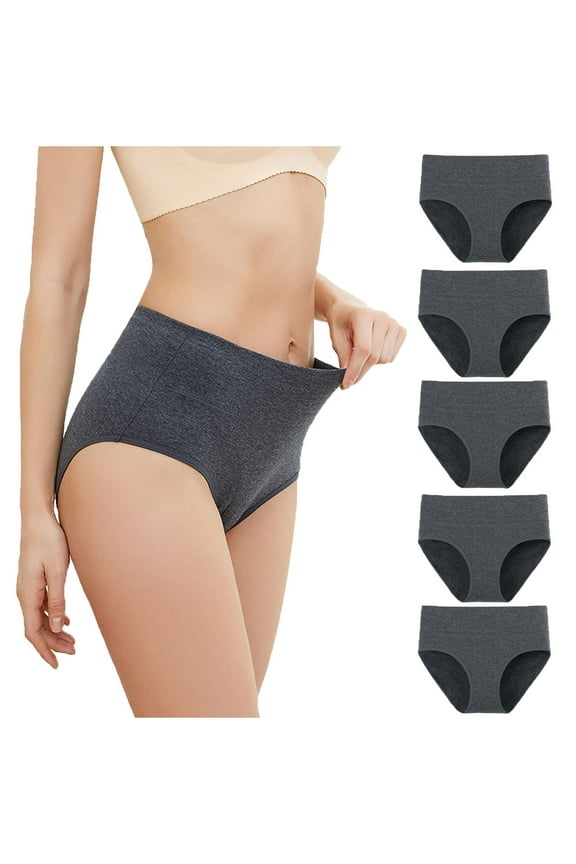 Stretch Women's Panties Gray Fancy 5 Pack High Waist Panties Cotton No Show Briefs for Women,XS-5XL