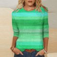 thumbnail image 1 of Aobny Striped Cute Tshirts Shirts for Women Plus Size Green T-Shirt 3/4 Sleeve Crew Neck Tees,M, 1 of 5