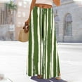 thumbnail image 1 of Aobny Striped Pants Women Baggy Green Gaucho Pants High Waisted Culottes Full Comfy Fit Pants for Women, 1 of 1