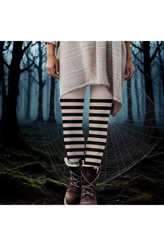 Striped Womens Workout Leggings Beige Gothic Leggings High Waisted Ankle Skinny Womens Business Casual Pants,M