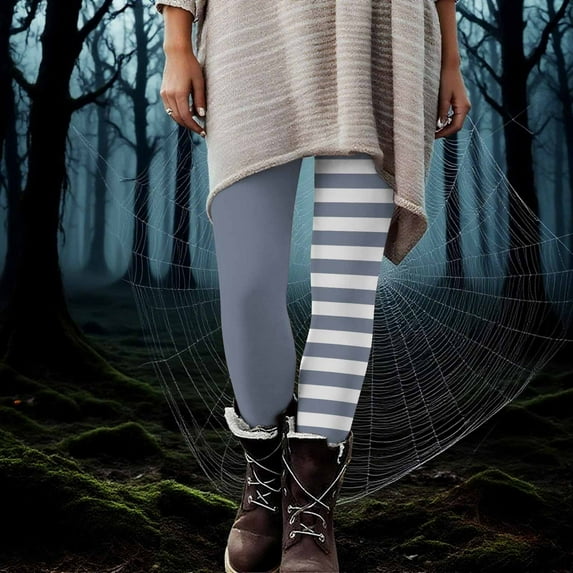 Aobny Striped Yoga Leggings for Women Plus Color Block Gray Leggings High Waisted Skinny Ankle Pants,XXXL