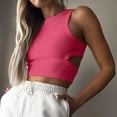 thumbnail image 1 of Aobny Summer Leisure Women's Tank Tops Basic Pink Ribbed Tops Open Back High Neck Crop Tops for Adult, 1 of 8