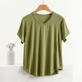 thumbnail image 1 of Aobny Summer Lounge Women's Plus Pajamas Green Plus Size Sleep Tops Cotton V-Neck Womans Tops, 1 of 8
