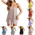 thumbnail image 1 of Aobny Summer Pajamas Women Oversized Jammies Sets Sleeveless Pink Halter Short Women's Winter Pajamas,L, 1 of 7