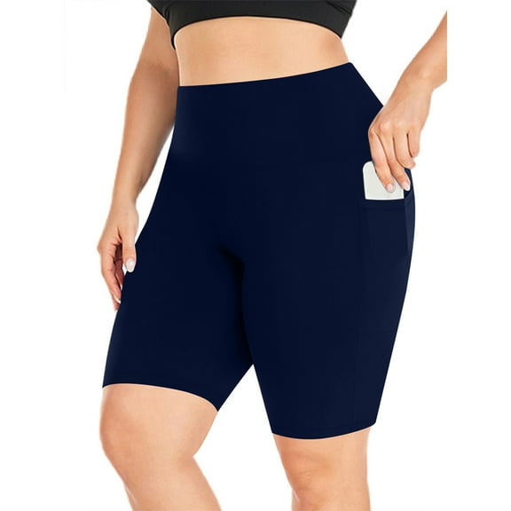 Aobny Summer Women's Plus Shorts Bike Blue Shorts Spandex High Waisted for Curvy Cute Trousers,XXXL