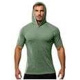 thumbnail image 1 of Aobny Sun Shirt T Shirts Army Green Hooded Sports Short Sleeve T-Shirts Pullover Plain Men Men T Shirts,XXL, 1 of 5