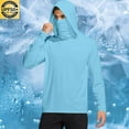 thumbnail image 1 of Aobny Sun Shirt T Shirts for Man with Mask Camo Shirt Long Sleeve Hooded Work Shirts for Men,Blue,XXL, 1 of 6