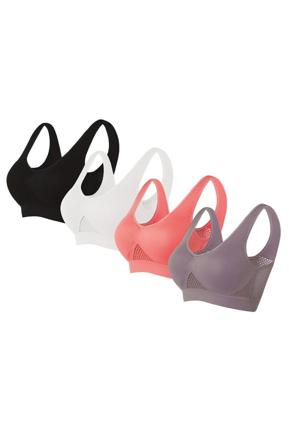 Supportive Women's Plus Bras Sport 4 Pack Underwear Nylon Plus Size Back-Smoothing Ladies Brassieres Cute,XXXXL