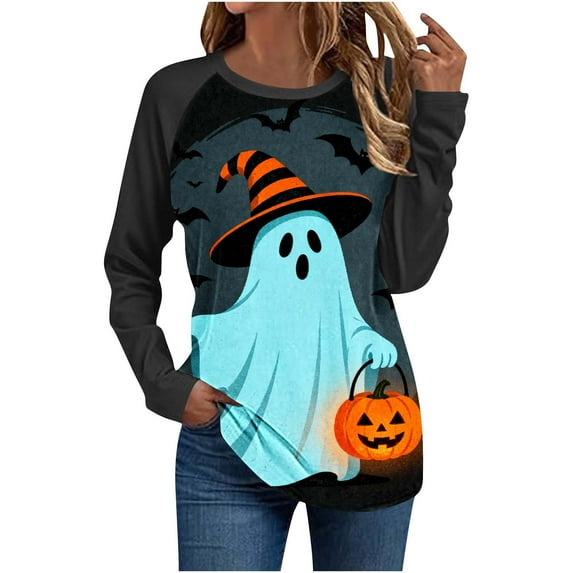 Aobny Sweatshirt Classy Outfits for Women Black Long Sleeve Christmas Pullover Crew Neck Raglan Oversized Sweatshirt,M