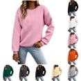 thumbnail image 1 of Aobny Sweatshirts Loose Women Pink Pullover Long Sleeve Crew Neck Dressy Women Sweatshirts, 1 of 6