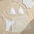 thumbnail image 1 of Aobny Swim Suits Plain Bikinis 3 Piece Women Swimwear Thong Set White Triangle Bikini, 1 of 5