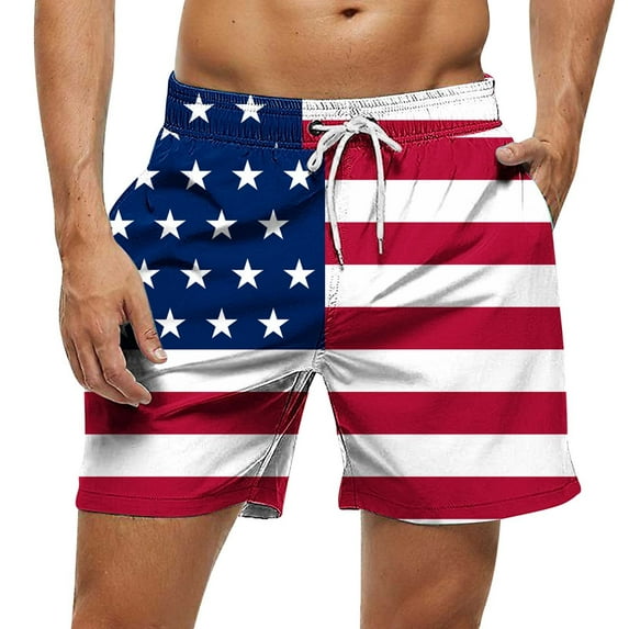 Aobny Swimsuit for Men Men's Plus Swimwear Bottoms Trunks Patriotic Shorts Swim Suit