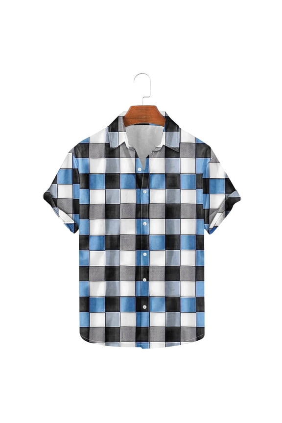 T Shirts Oversized Button Down Plaid Mens Polos Collared Big & Tall Short Sleeve Plus Size Shirt,L