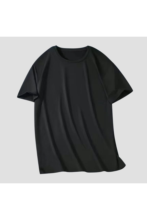 T-Shirts Plain Oversized Dry Fit Mens Shirt Short Sleeve Crew Neck Big & Tall Summer Shirts,Black,5XL