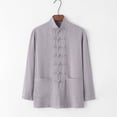 thumbnail image 1 of Aobny T Shirts for Man Solid Cotton Linen Button Up Polos Collared Big & Tall Long Sleeve Oversized T Shirt,Gray,3XL, 1 of 7