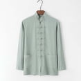 thumbnail image 1 of Aobny T Shirts for Man Solid Cotton Linen Button Up Polos Collared Big & Tall Long Sleeve Oversized T Shirt,Green,5XL, 1 of 7