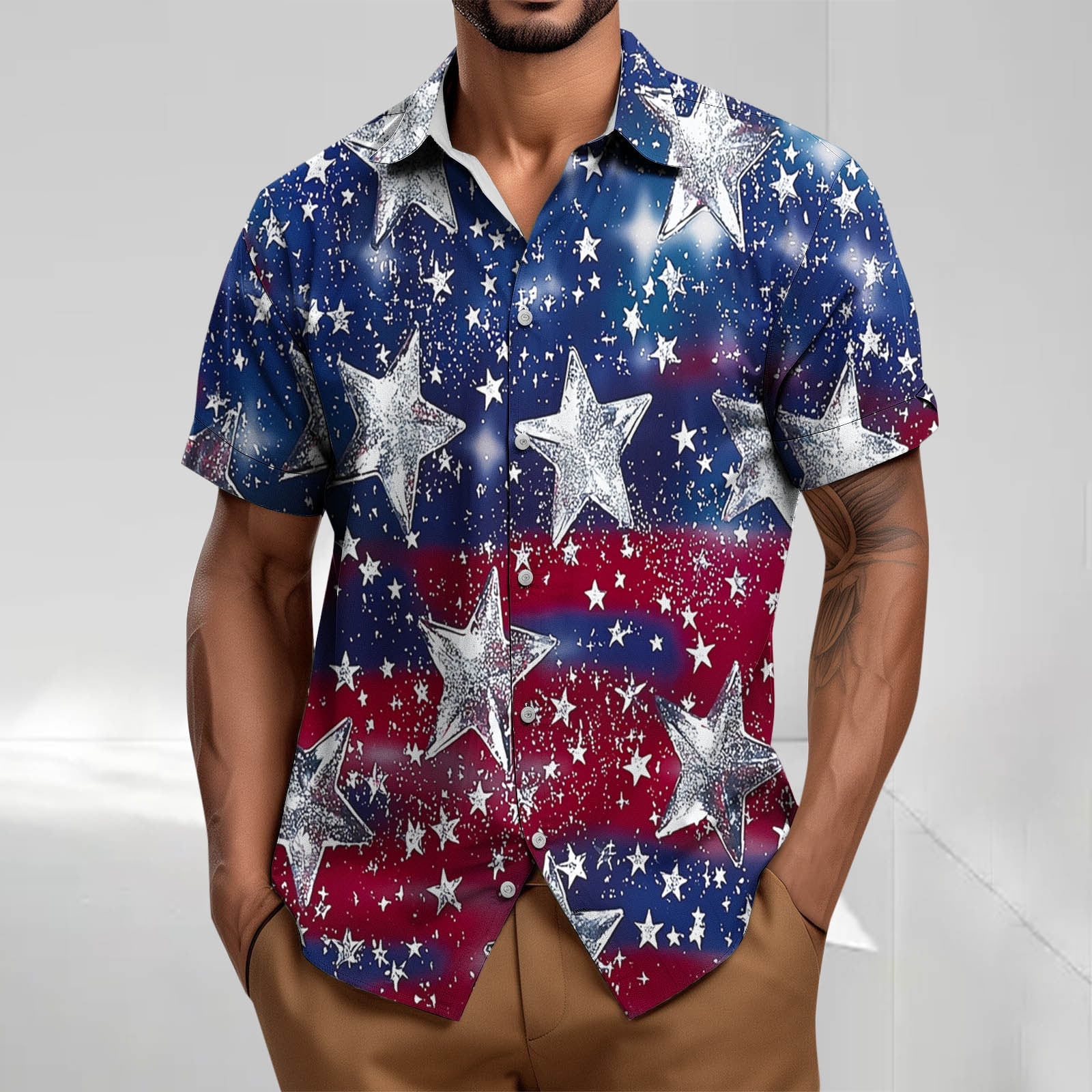 Aobny T-Shirts for Men Oversized Fourth of July Polos Collared Big ...