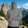 thumbnail image 1 of Aobny T-Shirts for Men Sun Shirt Solid with Mask Clothes Long Sleeve Hooded Big & Tall Mens Shirts Casual,Gray,L, 1 of 5