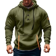 Aobny Tactical Fall Hoodies Hooded Button Up Green Hoodies Men Men's Fashion Hoodies & Sweatshirts,L