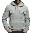 thumbnail image 1 of Aobny Tactical Hoodies for Men Gray Heavyweight Sweatshirt Hooded Pullover Trendy Tops,M, 1 of 8