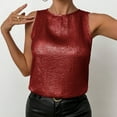 thumbnail image 1 of Aobny Tank Tops Plus Size Clothes for Women Red Sparkly Sleeveless High Neck Tees Tube Womens Winter Clothes,L, 1 of 9