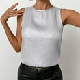 thumbnail image 1 of Aobny Tank Tops Womens Fall Shirts High Neck Sparkly Sleeveless White Tops Tube Blouses for Women Business Casual,XXL, 1 of 9