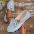 thumbnail image 1 of Aobny Teacher Shoes Womens Shoes Flat Shoes Micro-Wedge Slip On Shoes Flats Shoe Soft Toe Blue Round Toe Summer Shoes,Size 36, 1 of 9