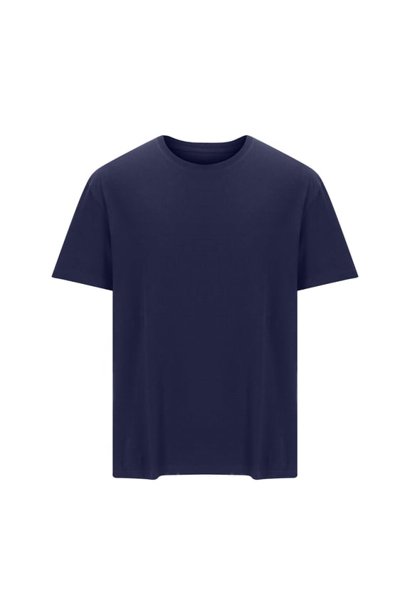 Tee Shirts Solid Cotton Oversized Mens T Shirt Crew Neck Big & Tall Short Sleeve Men's T-Shirts,Navy Blue,L