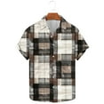 thumbnail image 1 of Aobny Tees Plaid Button Down Oversized Mens Tshirt Short Sleeve Big & Tall Collared Polos Men's Shirts,XL, 1 of 5