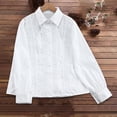 thumbnail image 1 of Aobny Tops for Women Trendy White Office Lace Blouse Collared Long Sleeve Plus Size Blouses for Curvy Women, 1 of 9