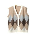 thumbnail image 1 of Aobny Trendy Sweaters for Women Sweater Vest Green V-Neck Argyle Button Up Sleeveless Cardigan Ladies Tops Cozy, 1 of 8
