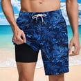 thumbnail image 1 of Aobny Tropical Men's Shorts with Liner Board Clothing Casual Slim Big & Tall Mens Beach Shorts,Blue,L, 1 of 6