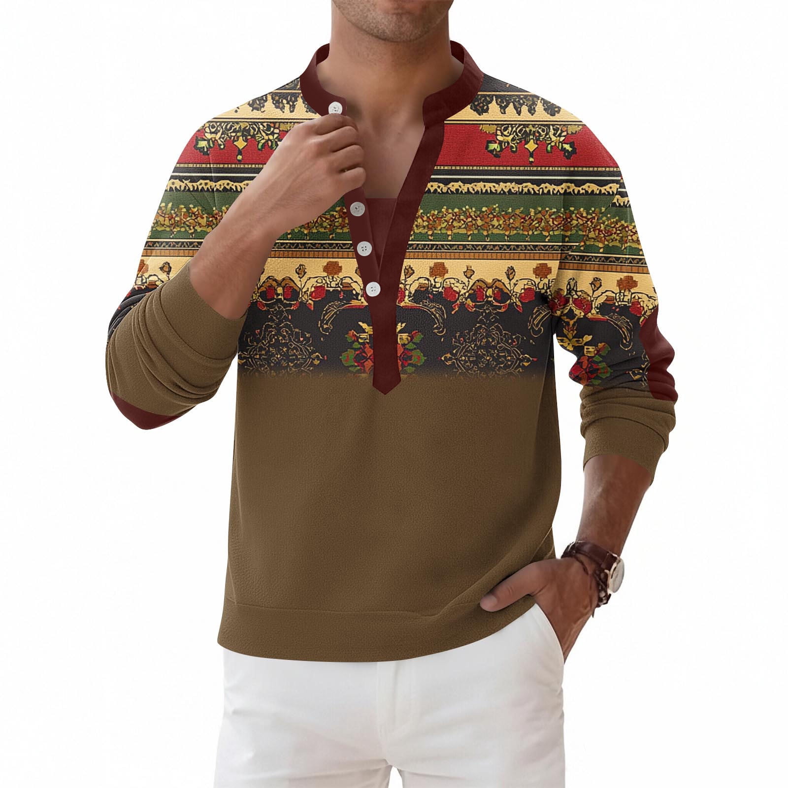 Aobny Tshirts Western Vintage Sweatshirt Mens Clothing Long Sleeve ...