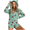 thumbnail image 1 of Aobny Valentine's Christmas Pajamas Fleece Women Sleepwear Green Onesies Long Sleeve Womens Long Sleeve Pajama Sets,S, 1 of 5