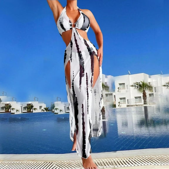 Aobny White Swimsuit Women 3 Piece Women's Swimsuit Sets Cheeky Graphic Bikinis Women Bathing Suits