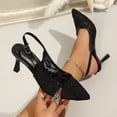 thumbnail image 1 of Aobny Wingtips Shoes for Women Teacher Shoes Stiletto High Heels Closed Pointed Toe Shoe Black Soft Toe Ankle Strap Pointy Toe Womens Summer Shoes,Size 41, 1 of 8